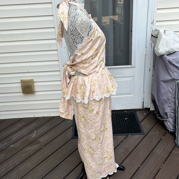 V CHAPMAN LADIES PINK FLOWERS LACE HALTER MIDI DRESS-12-WEDDING-PROM-GORGEOUS! - Picture 10 of 14